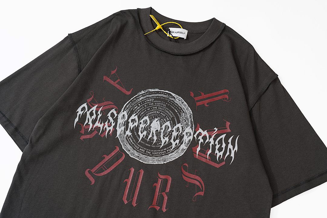 Unbranded 98 Askyurself X False Perception Collab Print Short Sleeve T Black S-XL 4033# - Image 4