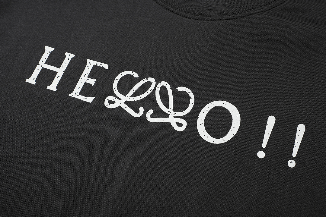 Unbranded 118 L0EW Wind HELLO! Print Short Sleeve T Black S-XL E0001# - Image 5