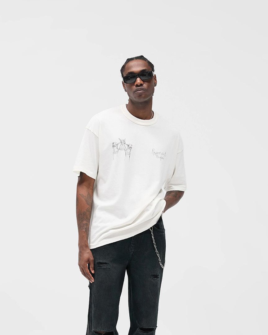 Jordan 138 Rrepresent Hand Drawn Thoroughbred T-Shirt Short Sleeve T : Washed Black White S M L - Image 19