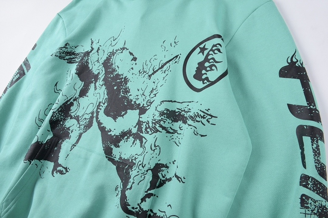 Hellstar 258 Hellstar Path To Paradise Hoodie2023S Sky Mens Womens Wide Green S-M-L-XL - Image 5
