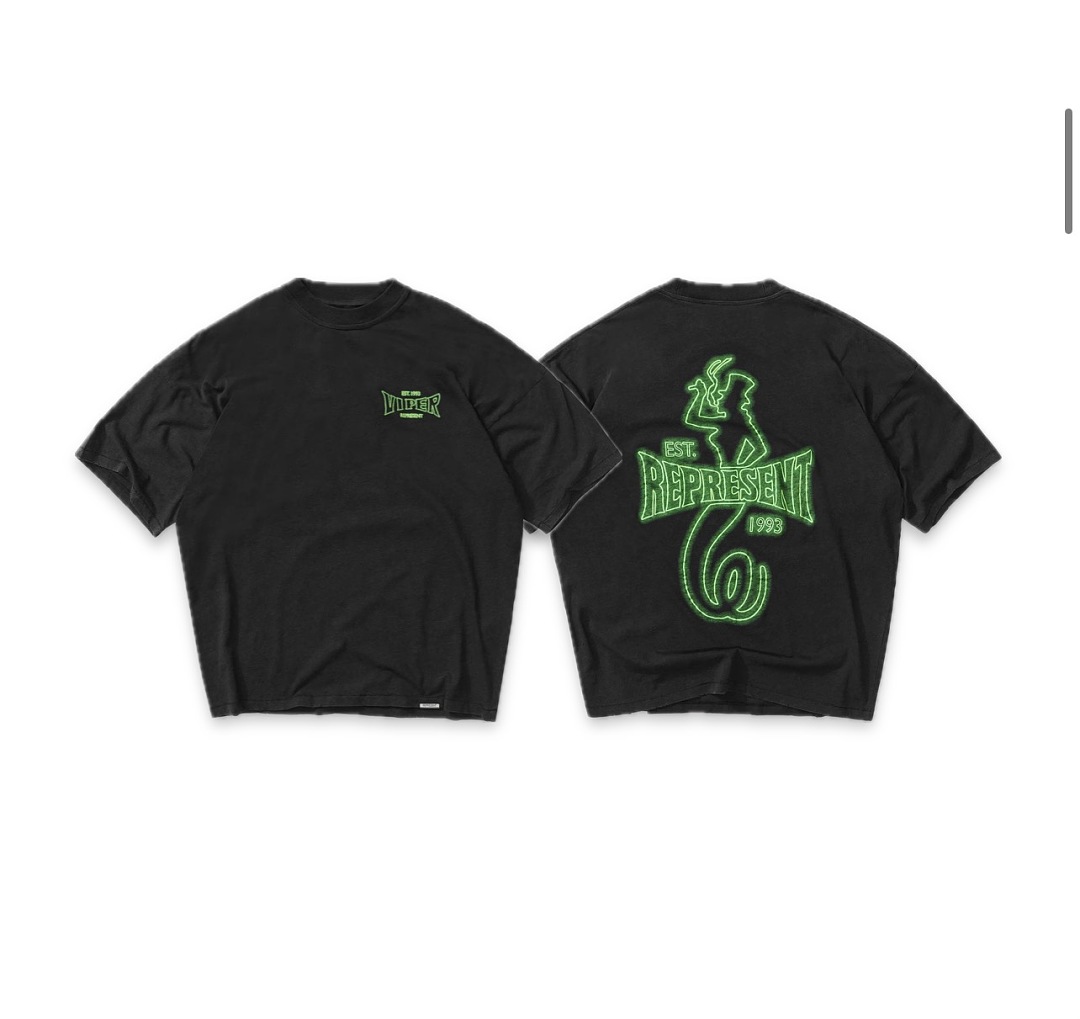 Represent 138 REPRESENT New High Mens Womens Top Wide Short Sleeve : S M L XL Water (Black) - Image 3