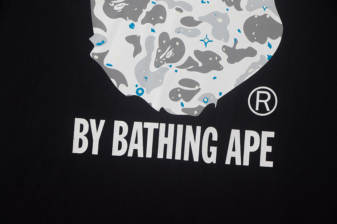 Bape 148 TOP Print Collar Short Sleeve T Black S-XL - Image 8