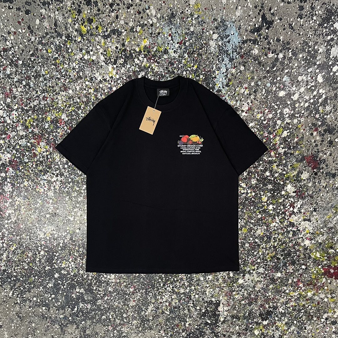 Stussy 108 STU Fresh Fruit Label New Water Print Short Sleeve T Mens Womens : Black White S -XL - Image 4