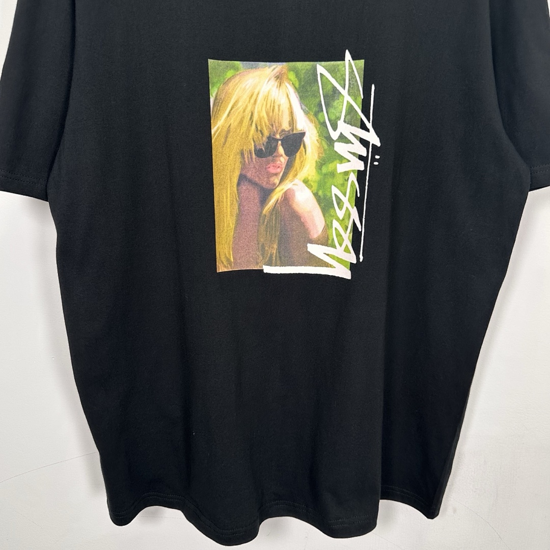 Stussy 138 STU SS25 Gold Womens T LAURA TEE Print Short Sleeve Black White S - Image 9