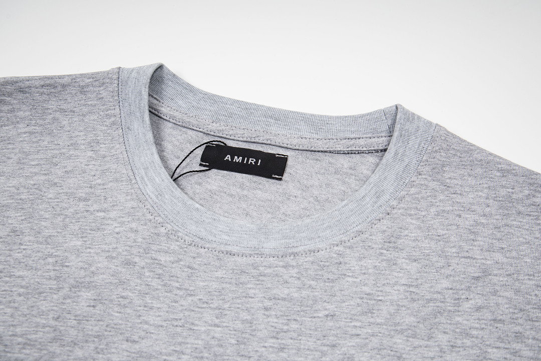 AMIRI 118 Wide Version Model Logo Embroidered Short Sleeve T Black Grey Cream Apricot S M L XL 9941# - Image 25