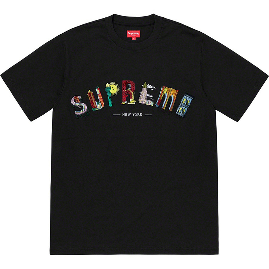 Supreme 118 Sup 19SS City Arc Tee Embroidered Logo Color Short Sleeve T Black White S-XL B104#