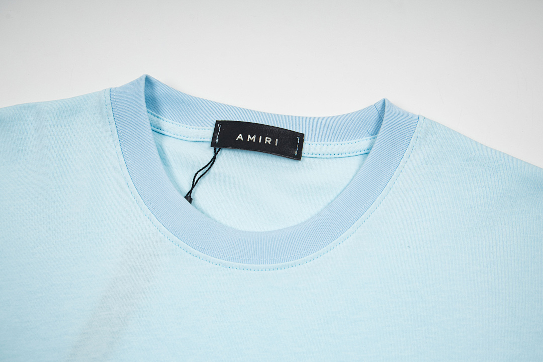 AMIRI 118 Wide Version Model Short Sleeve T Logo Print High Wind Black White Apricot S M L - Image 35