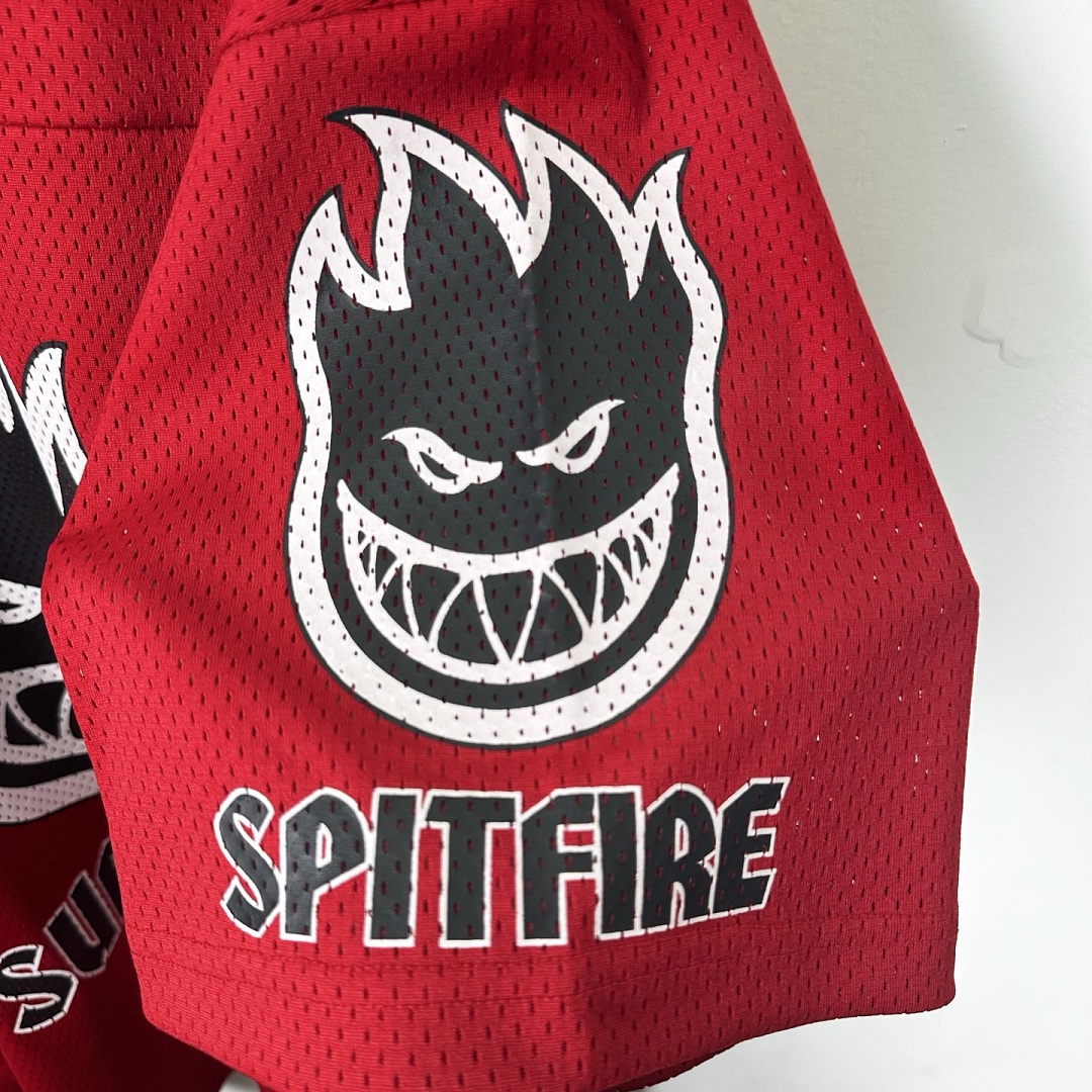 Supreme 218 SPITFIRE FOOTBALL JERSEY Fire Flame V Collar Short Sleeve Olive Black Red S - Image 19