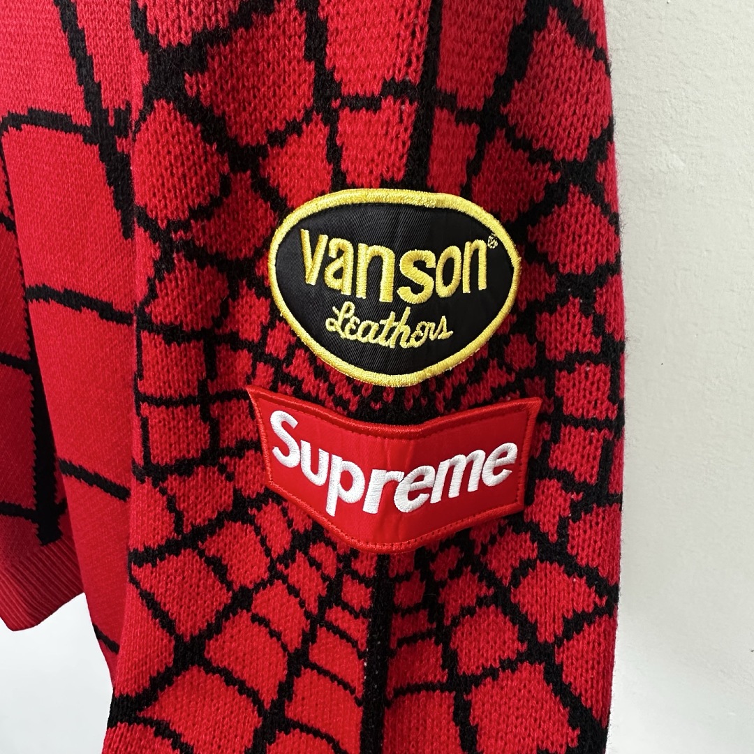 Sp5der 368 VANSON SPIDER-MAN SWEATER SS26 Embroidered Collar Fleece Black Red S - Image 16