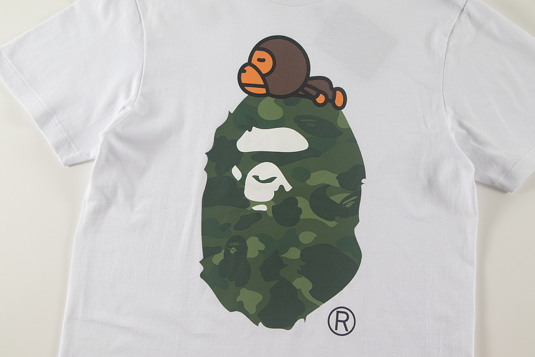 Bape 148 TOP Print Collar Short Sleeve T Black White S-XL - Image 15