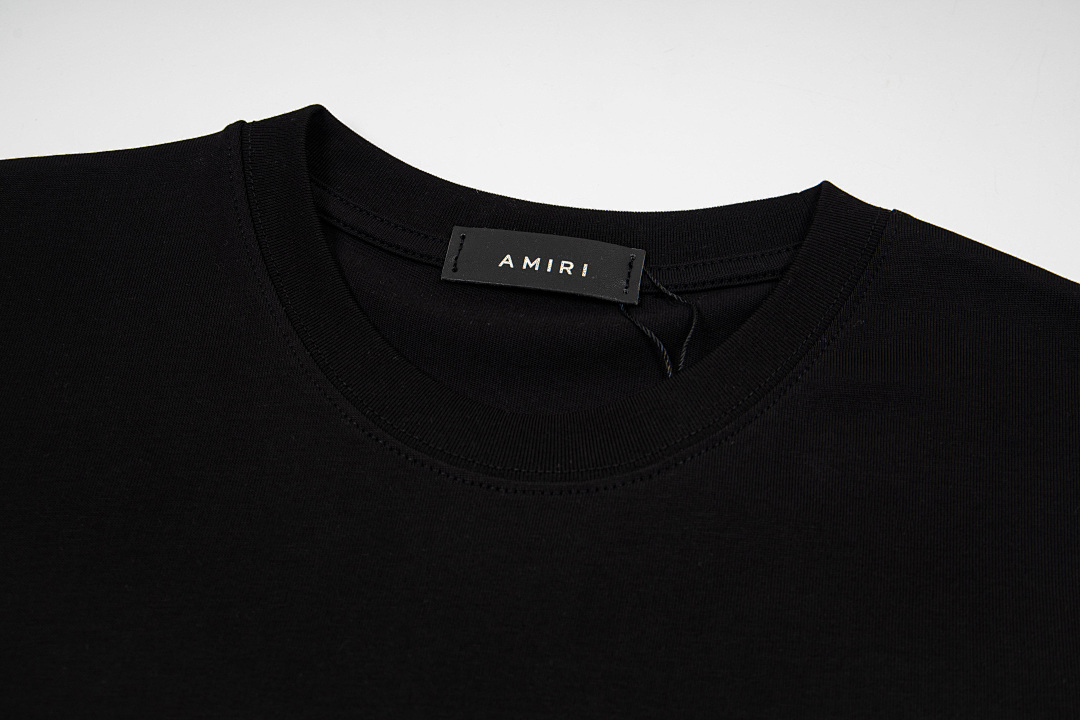 AMIRI 118 Wide Version Model Short Sleeve T Logo Print High Wind Black Apricot S M L XL 9910# - Image 5