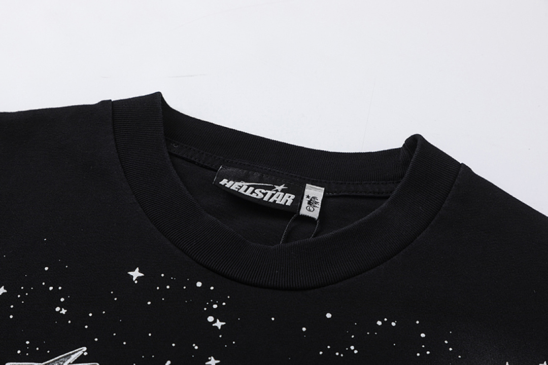 Hellstar 138 Hellstar Brain Print High Collar Solid Cotton Short Sleeve T Water Black S-M-L-XL - Image 5