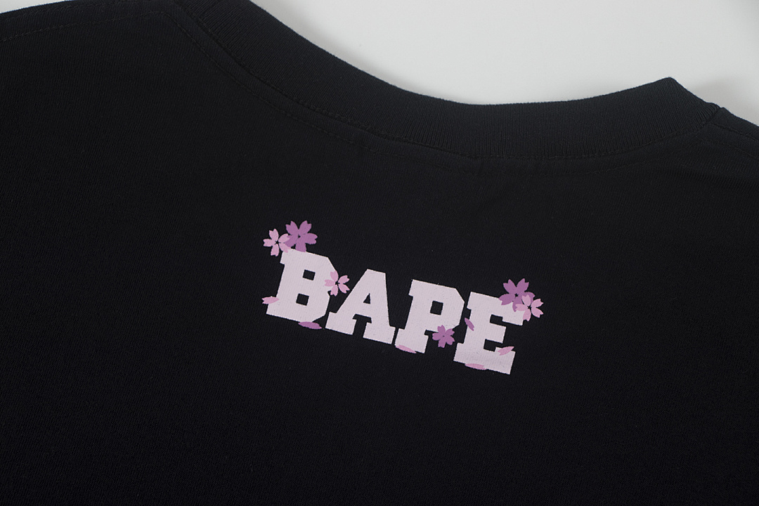 Bape 148 TOP Print Collar Short Sleeve T Black S-XL - Image 5