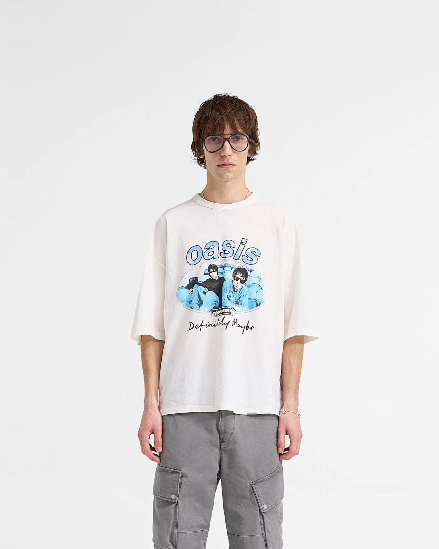 Represent 168 Represent X Oasis Maine Road New Vintage T-Shirt Green Print Short Sleeve T : Washed Black White S M L - Image 14