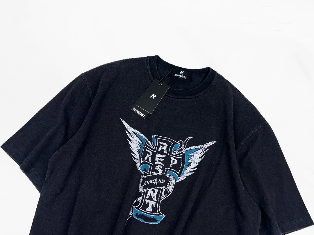Off-White 128 REPRESENT New High Mens Womens Top Water Wide Short Sleeve T :S M L XL : Off (White) - Image 5
