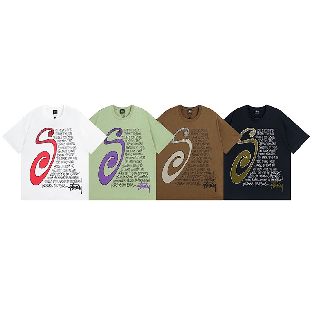 Stussy 98 STU FW22 Logo Print Mens Womens Short Sleeve T : Black White Grass (Green)