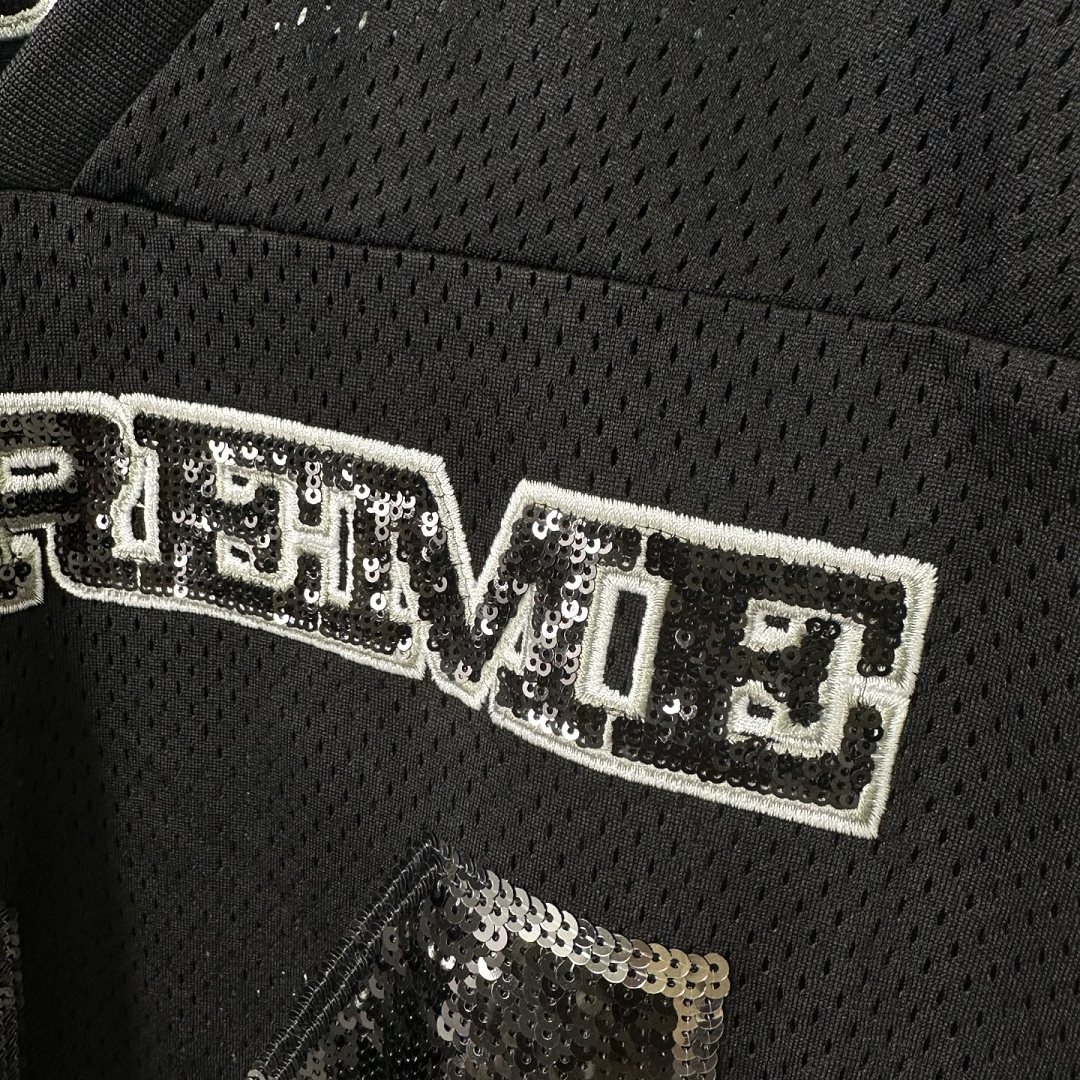 Supreme 258 SEQUIN FOOTBALL JERSEY Embroidered Black S-XL - Image 10