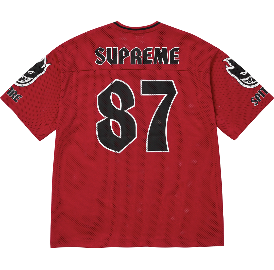 Supreme 218 SPITFIRE FOOTBALL JERSEY Fire Flame V Collar Short Sleeve Olive Black Red S - Image 23