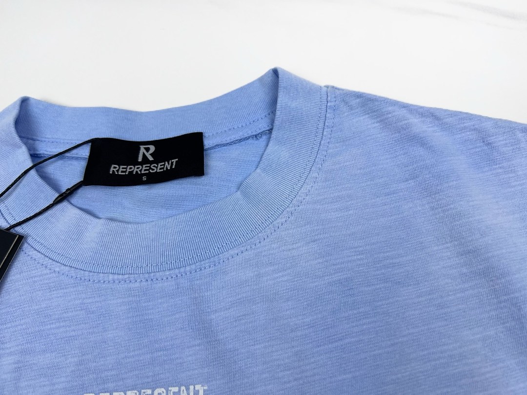 Off-White 128 REPRESENT New High Mens Womens Top Wide Short Sleeve T : S M L XL Washed Blue Off (White) - Image 13
