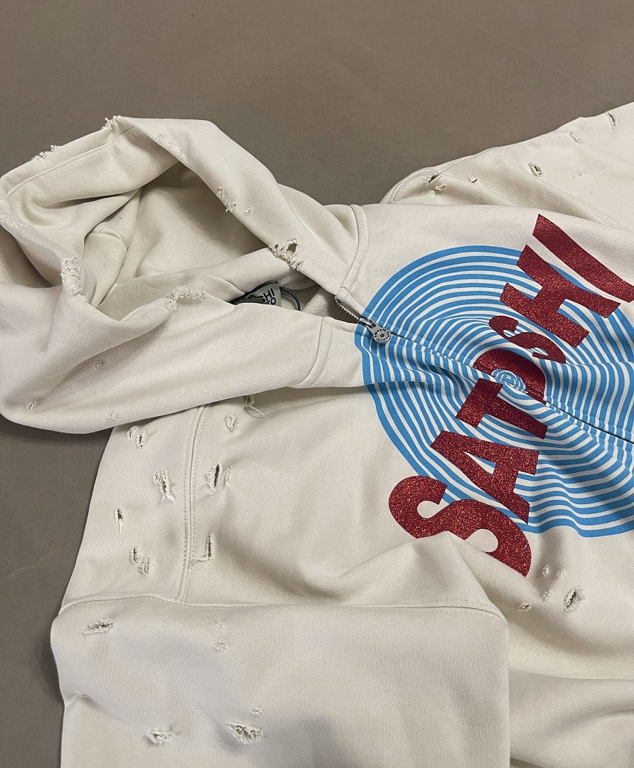 Off-White 238 Satoshi Nakamoto #MotoslugDistressed Zip-Up Hoodie Washed : Off White S M L - Image 12