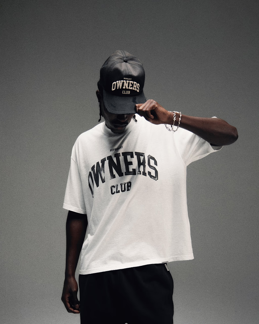 Represent 118 REPRESENT Owners Club T-Shirt Print Short Wide Boxy Version Model Sleeve T : Washed Black Cream Yellow White S M L - Image 10