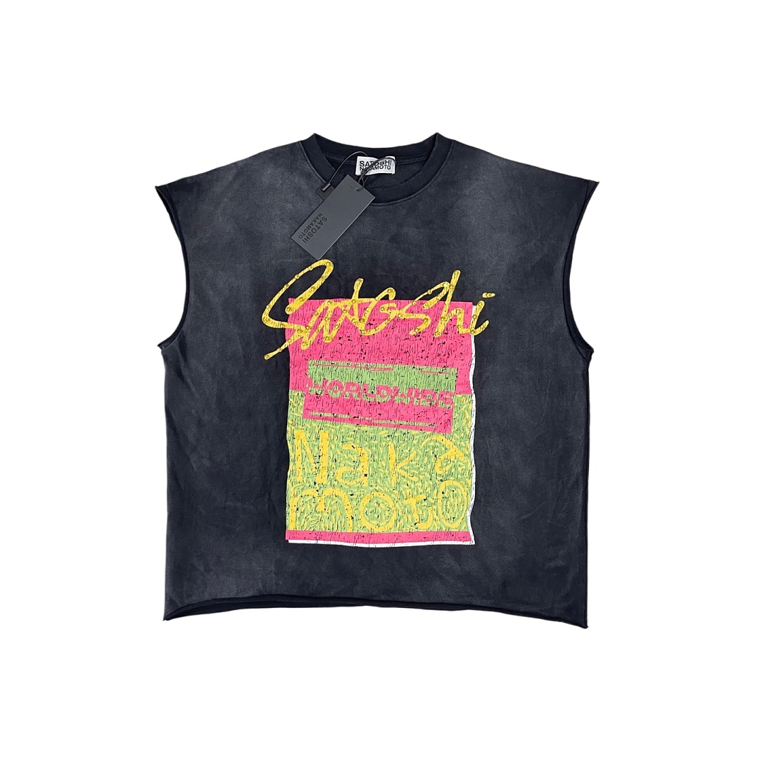 Unbranded 128 Satoshi Nakamoto Worldwide Cut Off Tee / Cup Half Full Sleeve T : Washed Black S M L