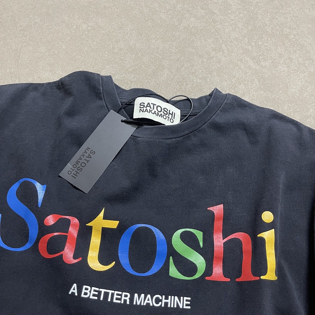 Unbranded 138 Satoshi Nakamoto Color Gradient “Satoshi” Print Short Sleeve T Washed Black S M L - Image 10