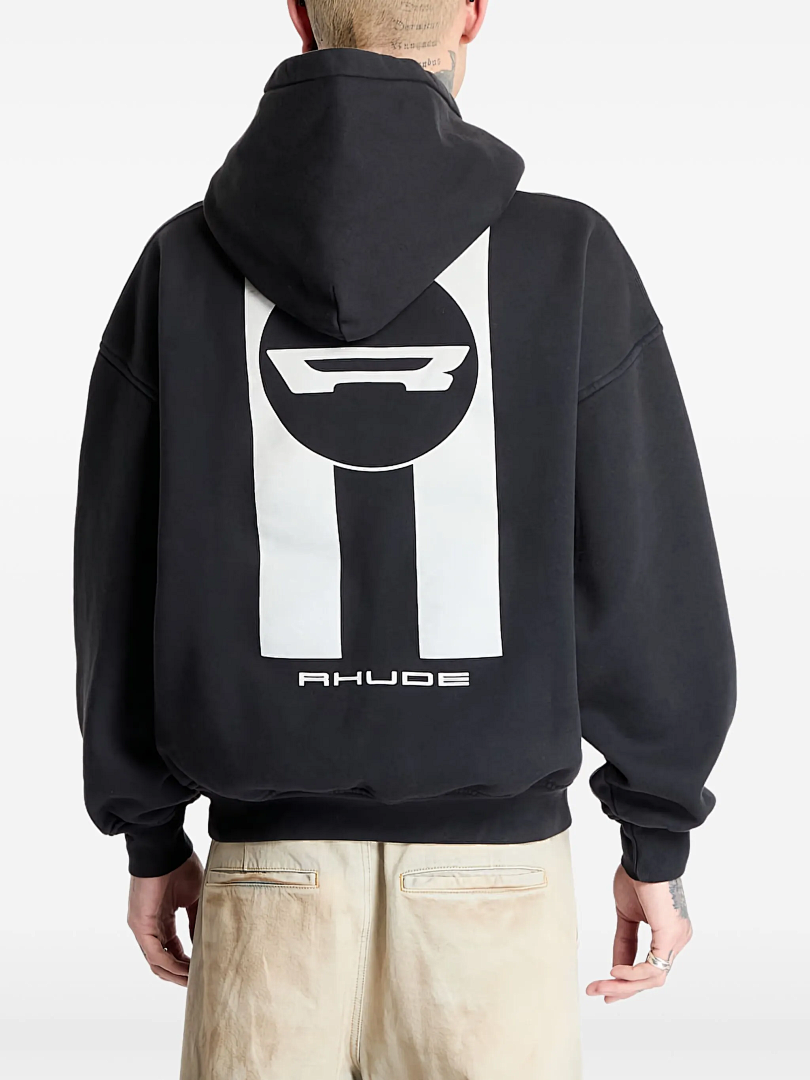 On Running ON SALE138 Rhude Black Campione Hoodie Big R Washed Print Short Wide Boxy : S M L - Image 22