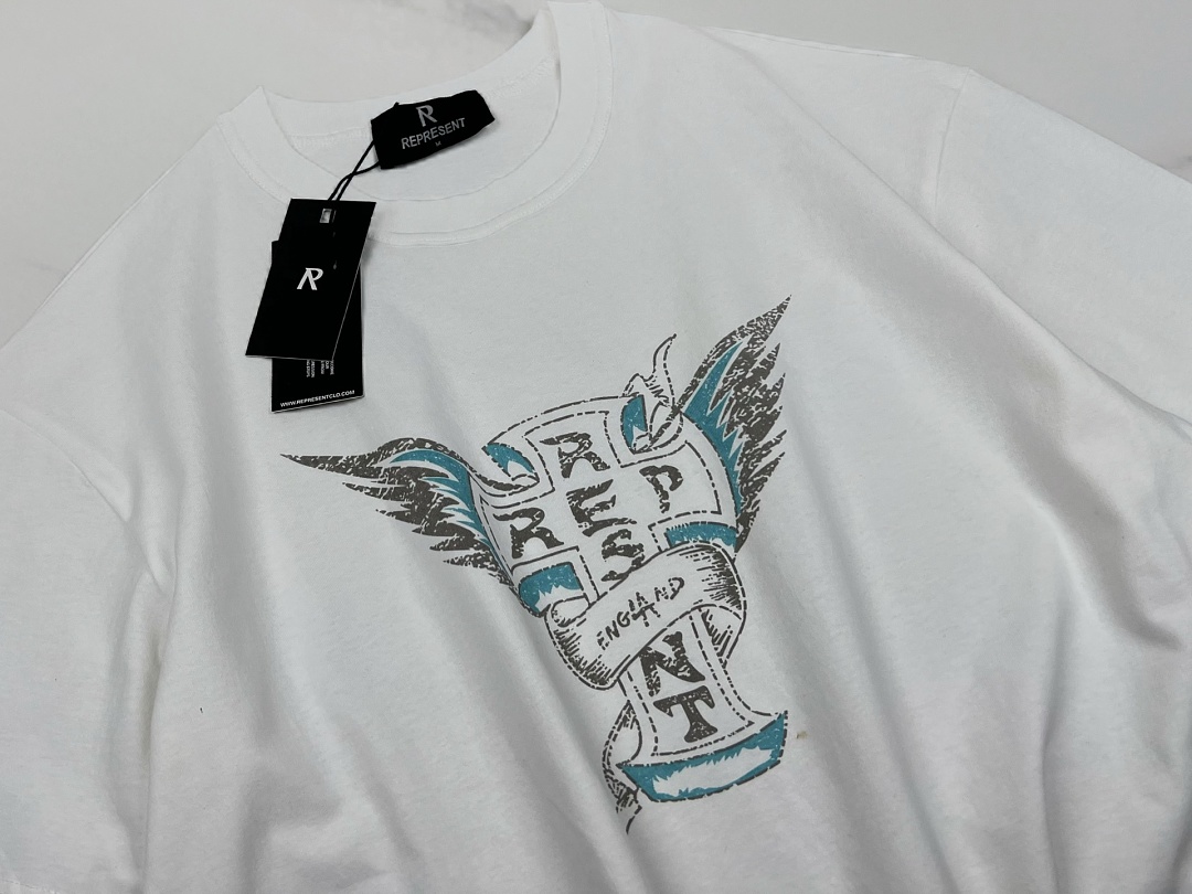 Off-White 128 REPRESENT New High Mens Womens Top Water Wide Short Sleeve T :S M L XL : Off (White) - Image 11