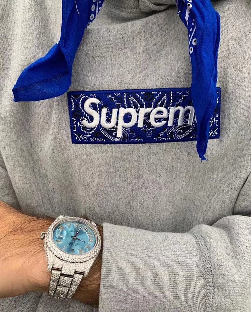 Supreme 248 Fruit Floral Embroidered Label SUP Bandana Box Logo Hooded Sweatshirt BOXLOGO Velvet Black Grey Red Pink Sky Blue S-XL S303# - Image 68