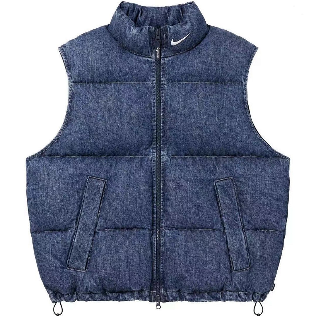 Supreme 438 SUP Collab DENIM PUFFER VEST Black Blue S M L - Image 5