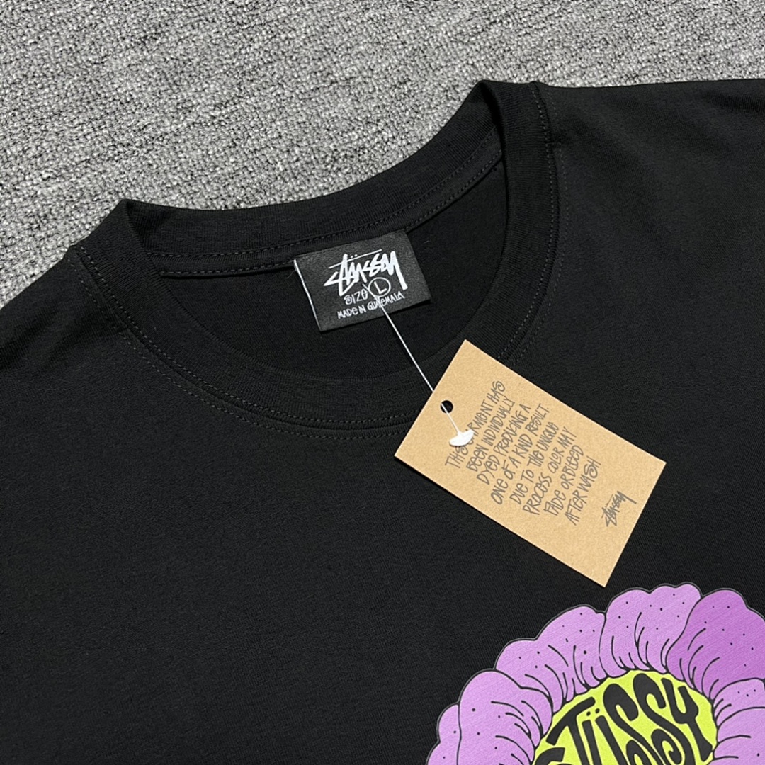 Stussy 108 Stu Floral Print Short Sleeve T : Black White Green Apricot S Ｍ L XL XXL - Image 7