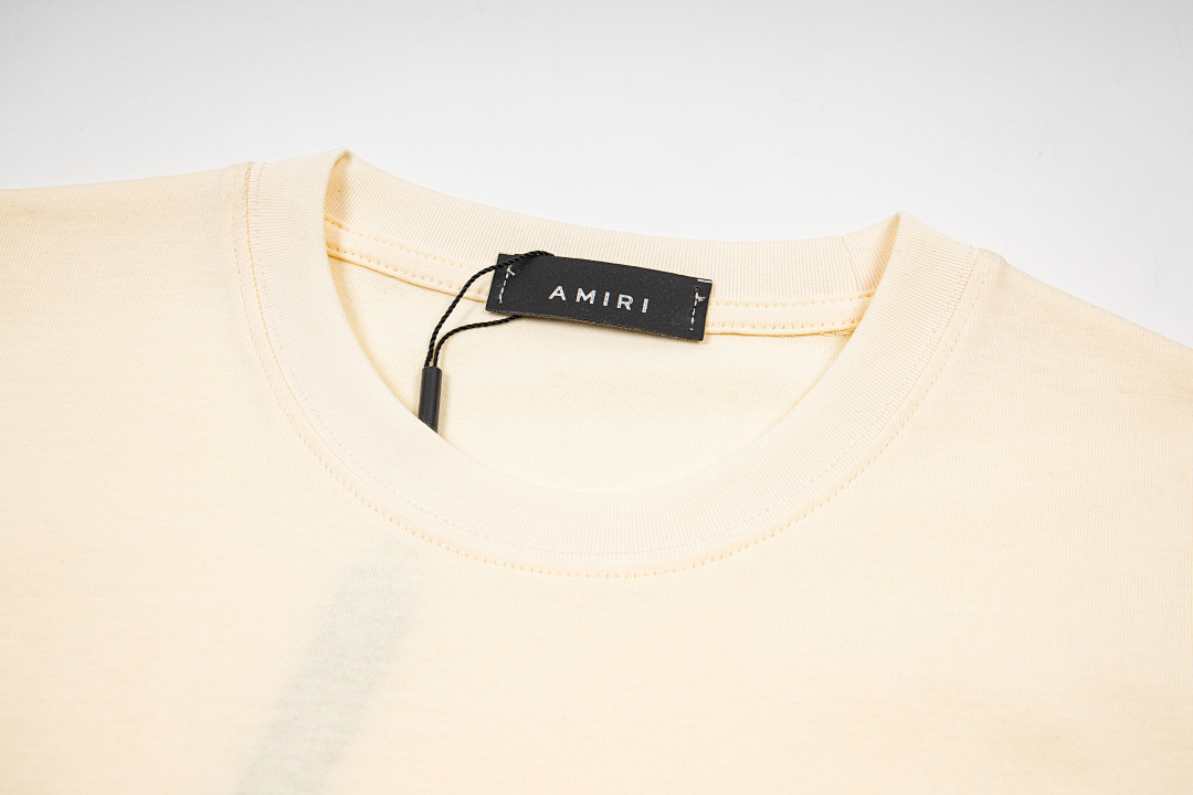 AMIRI 118 Wide Version Model Short Sleeve T Logo Print High Wind Black Apricot S M L XL 9910# - Image 15