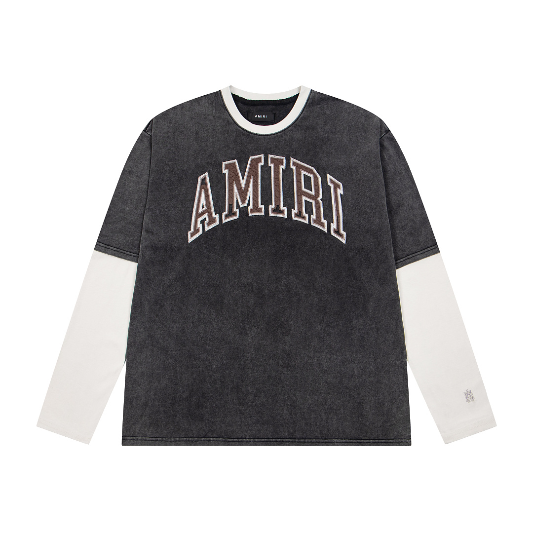 AMIRI 168 Wide Version Model Long Sleeve 2 Water T Black Ice Pink Mist Blue 607# - Image 3