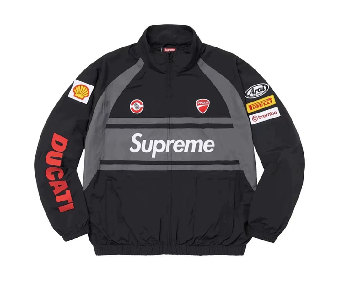 Balenciaga 468 Sup 24SS Ducati Khaki Collab Track Jacket Black White S M L - Image 25