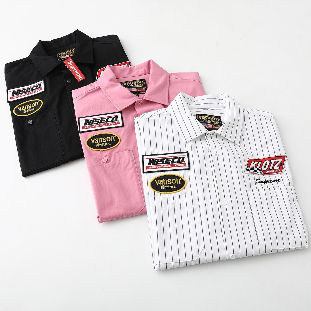 Supreme 338 FW25 WEEK8 S/S Work Shirt Leather Label Floral Striped Short Sleeve : Black Pink White S M L - Image 6