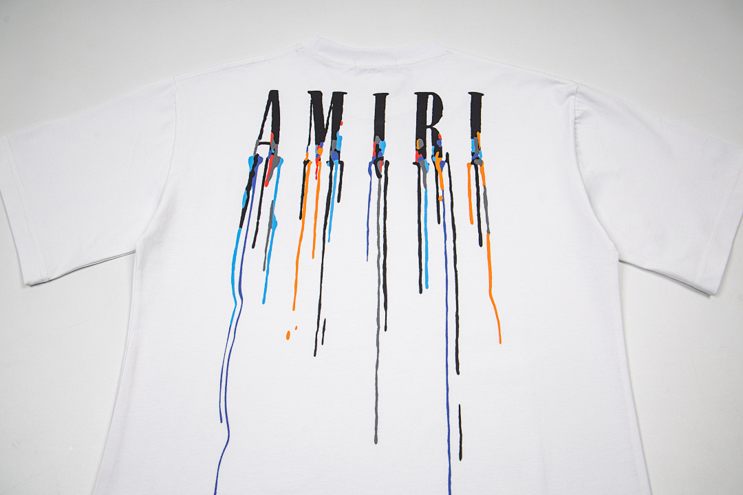 AMIRI 118 Wide Version Model Short Sleeve T Logo Print High Wind Black White S M L XL 9905# - Image 22