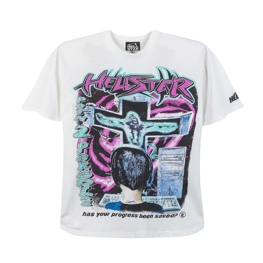 Off-White 128 Hellstar Path 2 Online T-Shirt Mens Electric Womens Solid Cotton Short Sleeve T Off White S-M-L_XL
