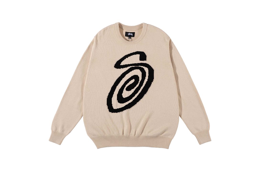 Stussy 228 Stu S Logo Knitted Sweater Ki Kiko Wind Collar Fleece : Black Off White Red Ink Green M L XL Y0796# - Image 5