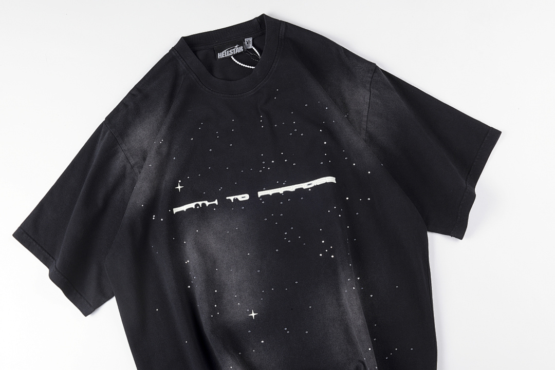 Hellstar 168 HELLSTAR STUDIOS Small Diamond Water Solid Cotton Short Sleeve Black S-XL - Image 4
