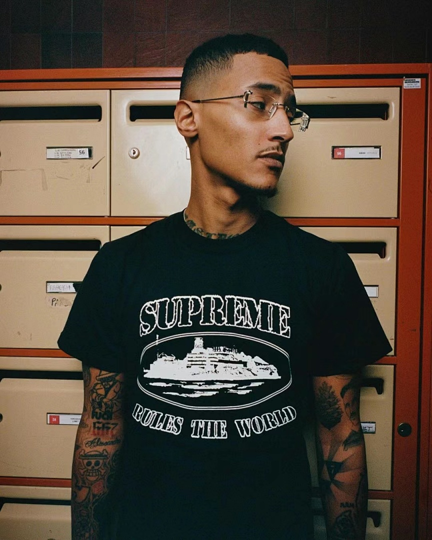 Corteiz 118 SUP X CORTEIZ Collab FW23 RULE THE WORLD TEE Print Short Sleeve Black S - Image 21