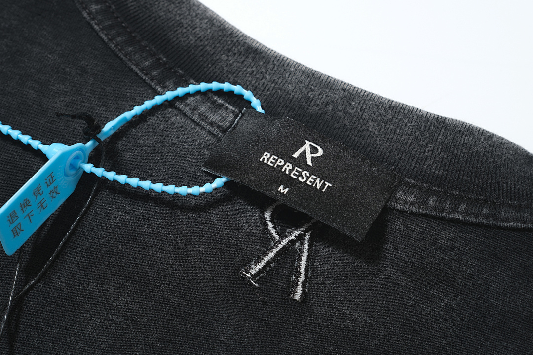 Represent 118 REPRESE Logo Embroidered Washed Short Sleeve T Sand Desert Yellow Black S-XL R3114# - Image 7
