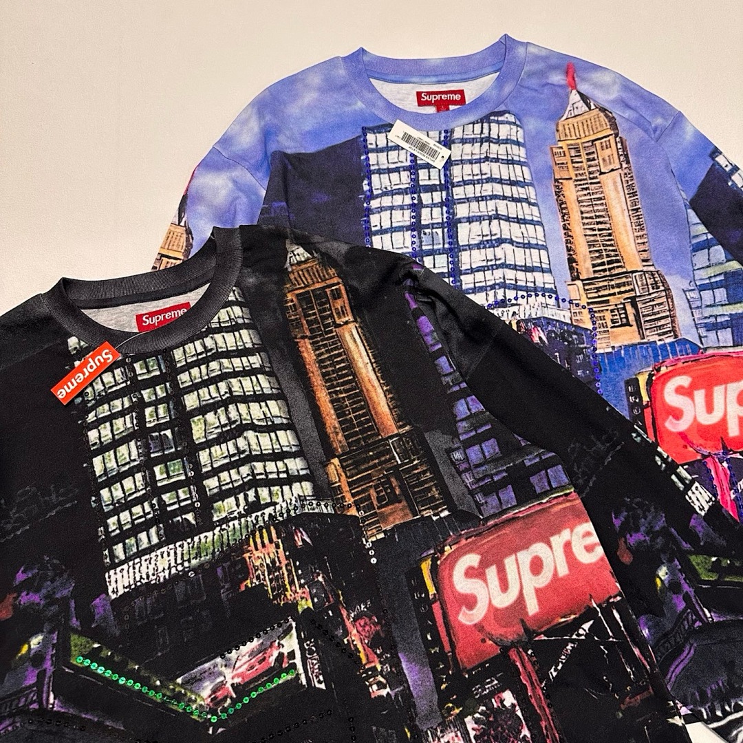 Supreme 298 SS25 SKYLINE SEQUIN L/S TOP Sky Stitching Long Sleeve Black Blue S-XL - Image 9