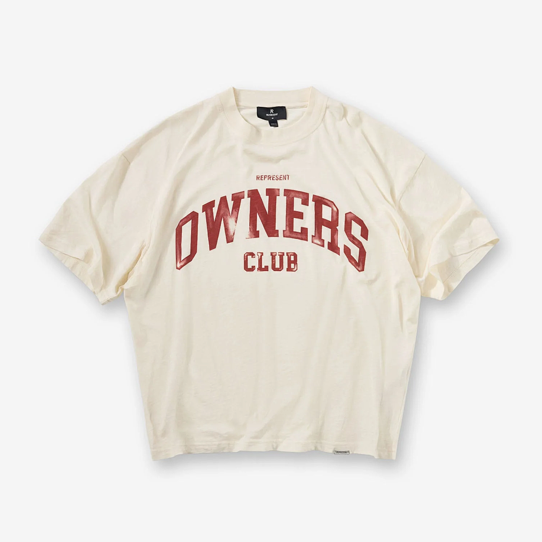 Represent 118 REPRESENT Owners Club T-Shirt Print Short Wide Boxy Version Model Sleeve T : Washed Black Cream Yellow White S M L - Image 3