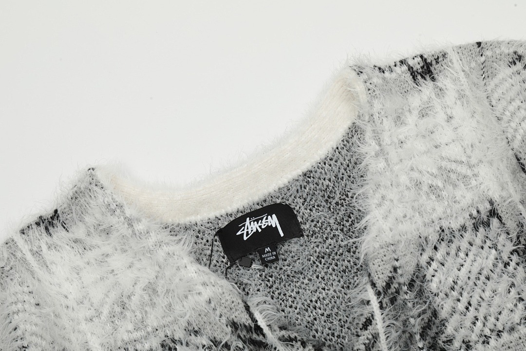 Stussy 298 STU Plaid V Collar Buckle Autumn Winter : S-XL Yellow Grey ST07# - Image 5