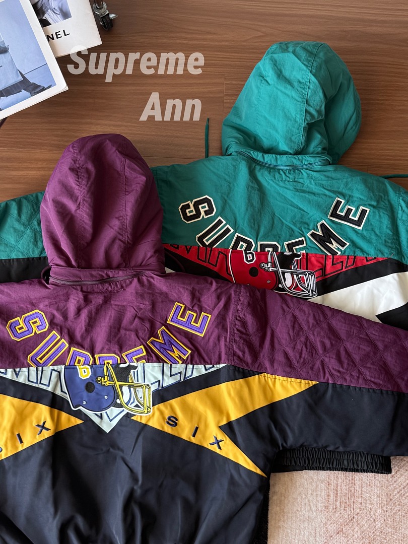 Supreme 598 MM6 SS26 WEEK4 Split Stadium Jacket Water Wind : Black / Navy S–XL - Image 19