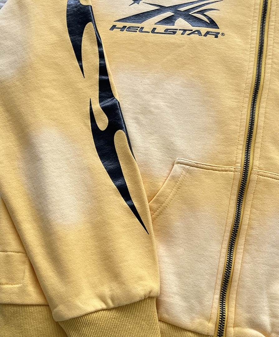 Hellstar 268 Hellstar Studios Sports Zip Up Hoodie Big Logo Water Yellow S-M-L-XL - Image 12