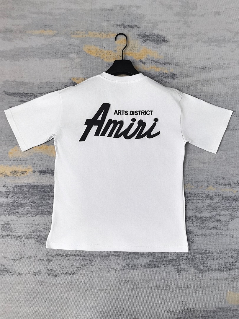 AMIRI 118 Wide Version Model Short Sleeve T Logo Print High Wind Black White S M L XL 9913# - Image 24