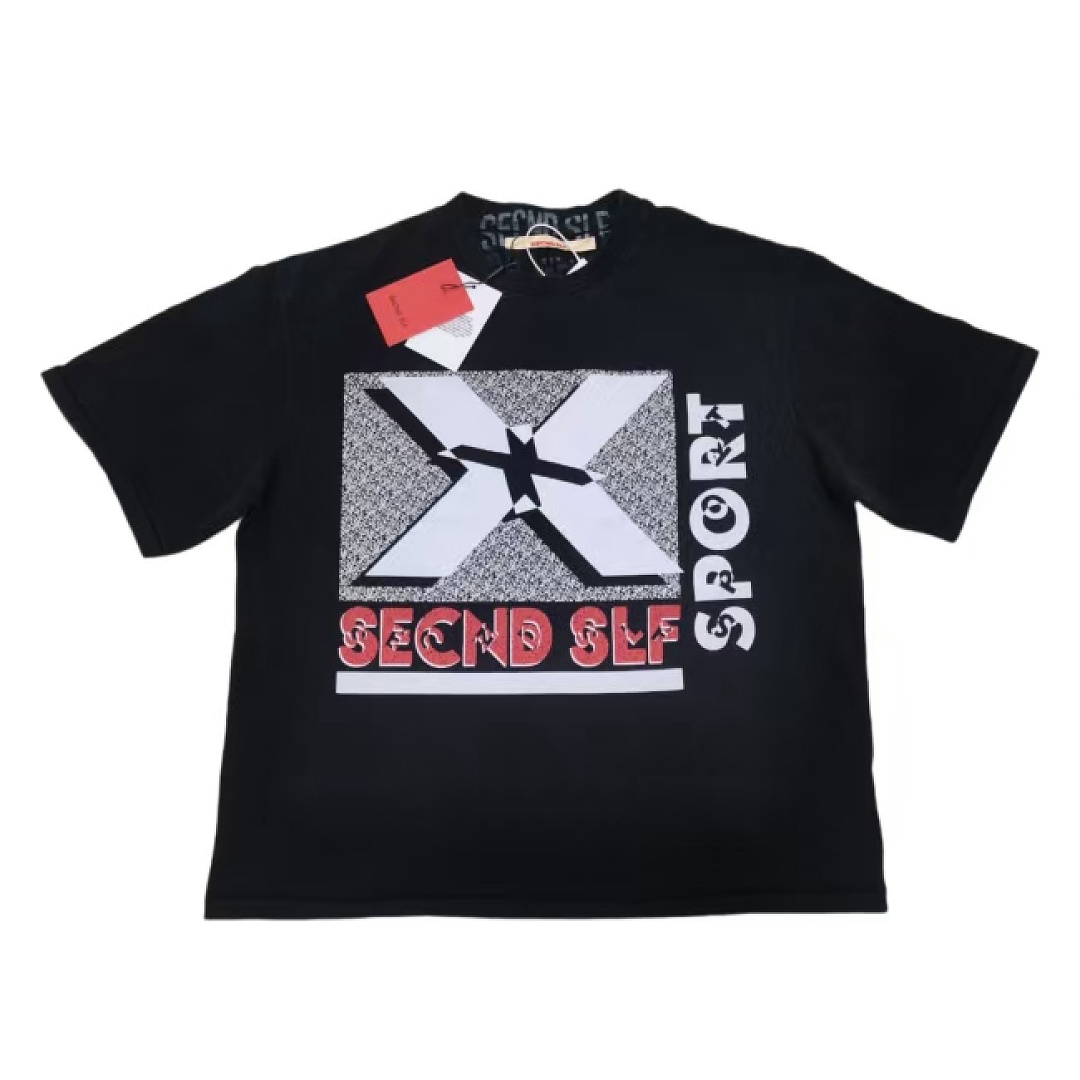 Unbranded 128 SECND SLF Big X Print Short Sleeve : Water Black S M L