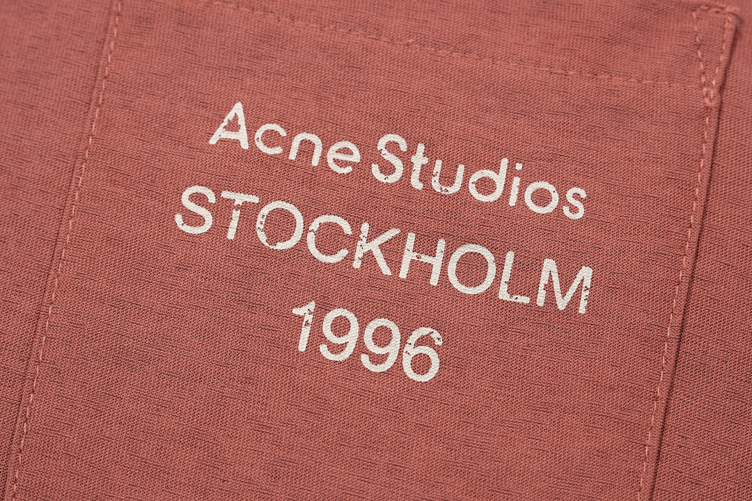 Acne Studios 118 AC LOGO Print Short Sleeve T Black White Brick Red S-XL 8096# - Image 8